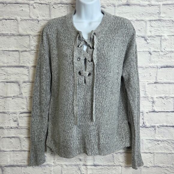 NWT rue21 Sweater Womens Size Small Gray Lace Up Neck - Picture 1 of 13